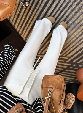 神裤升级！~lu系复合汗布微喇叭裤子女小个子修身弹力显瘦休闲裤