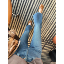 显瘦弹力复古加绒牛仔裤 穿出黄金比例 女秋冬款 微喇裤 立裁双版