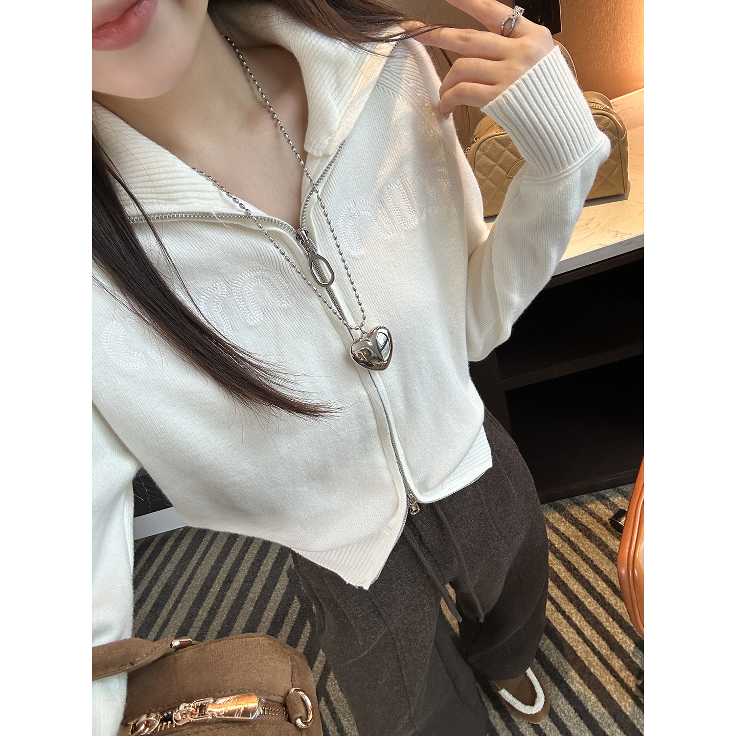 超好版型！~miu系大翻领拉链开衫