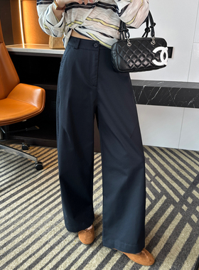 高阶通勤神裤！~柔软抗皱阔腿休闲裤女春季新款小个子宽松直筒裤