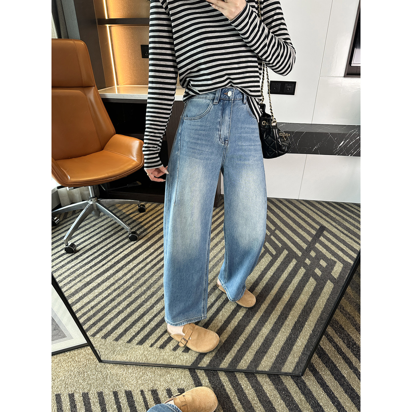 双版本！~遮胯弯刀牛仔裤女2026春新款赛尔高腰小个子宽松阔腿裤,女装/女士精品,牛仔裤,淘宝优惠券,粉丝福利购,淘宝优惠卷