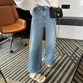 秋冬小个子高腰九分直筒裤 wan美裤 女2025新款 加绒阔腿牛仔裤 型