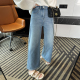 秋冬小个子高腰九分直筒裤 wan美裤 女2025新款 加绒阔腿牛仔裤 型