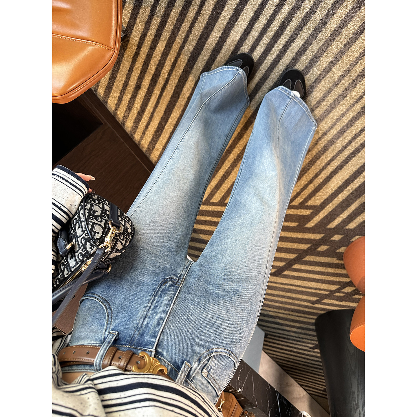 腿型逆袭！~捏骨线高腰微喇牛仔裤女早春新款复古弹力显瘦喇叭裤,女装/女士精品,牛仔裤,淘宝优惠券,粉丝福利购,淘宝优惠卷