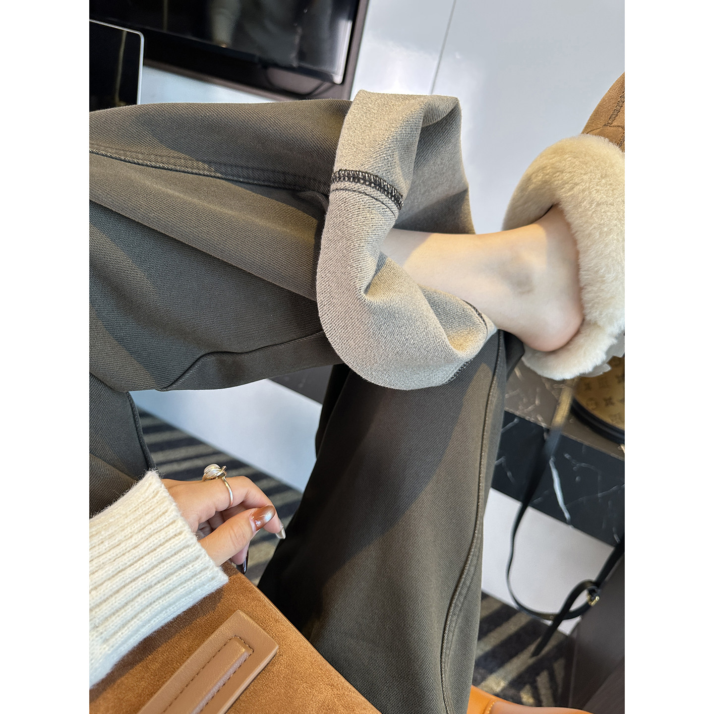 版型超级牛！~高腰阔腿弯刀牛仔裤女秋冬新加绒宽松百搭显瘦长裤,女装/女士精品,牛仔裤,淘宝优惠券,粉丝福利购,淘宝优惠卷