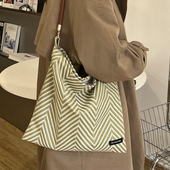 小众原创新品 通勤单肩包百搭帆布托特包上班上学休闲手提包 韩版