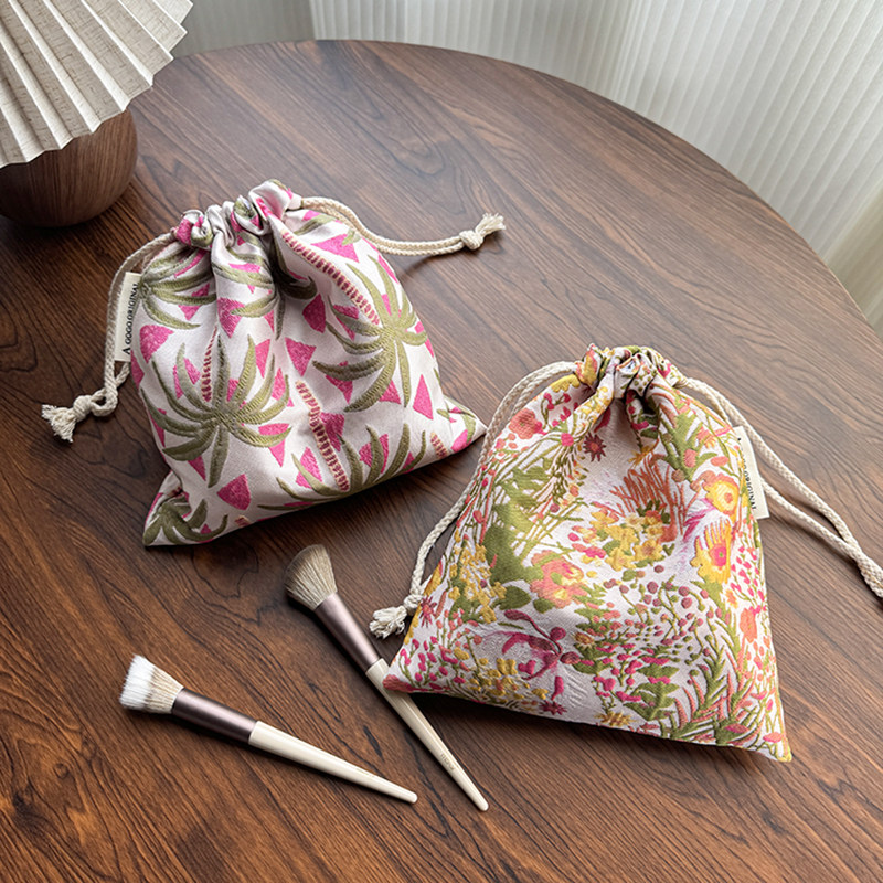 ins布艺抽绳小方包便携化妆包防尘小号收纳袋内胆包手提洗漱包,收纳整理,化妆包,淘宝优惠券,粉丝福利购,淘宝优惠卷