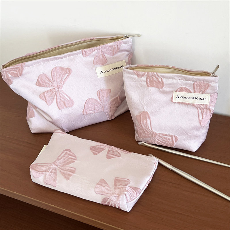 ins蝴蝶结甜美化妆包小众布艺收纳袋钱包内胆包外出洗漱包手拿包,收纳整理,化妆包,淘宝优惠券,粉丝福利购,淘宝优惠卷