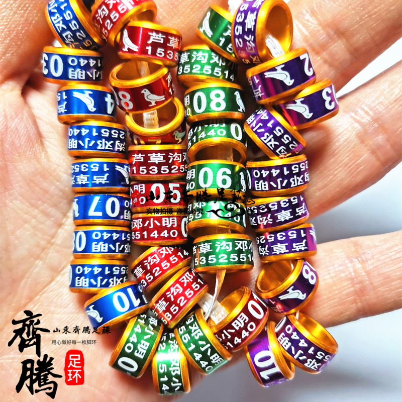 定制鸽子脚环双色铝合金足环私环定做鸽足环鸽子用品鸽具