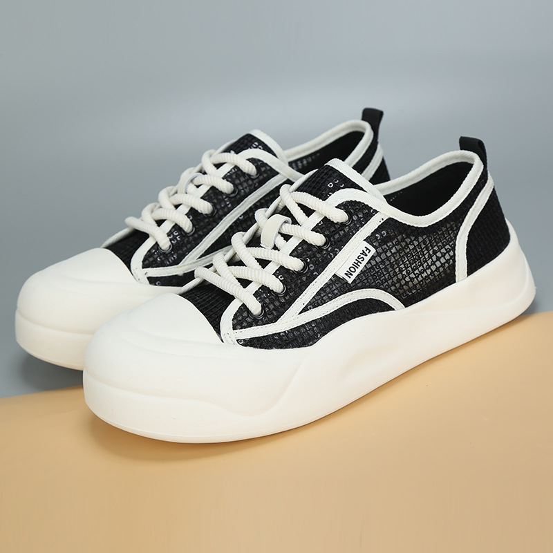 2025春夏新款大码女鞋41一43时尚亮片休闲板鞋透气网鞋大号单鞋