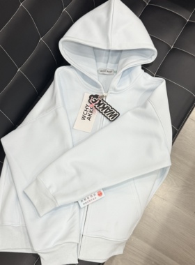 WAKKF·Baby蓝超大帽子外套多口袋设计撞色款外套重磅连帽卫衣女