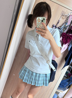【小谷】原创夏季基础款POLO衫日系校供感学生短袖狗皮皮jk