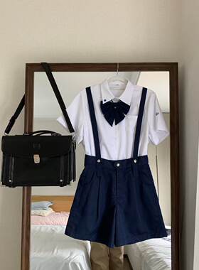 【背带裤】狗皮皮JK原创绀色背带短裤海军风JK制服