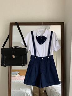 【背带裤】狗皮皮JK原创绀色背带短裤海军风JK制服