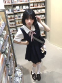 日系制服背带裙狗皮皮jk护奶裙 原创背心裙套装 栗子梅酒
