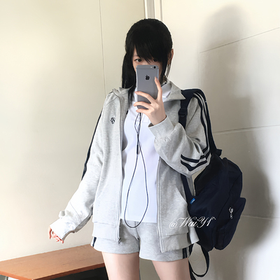 原创校供感灰色卫衣jk制服