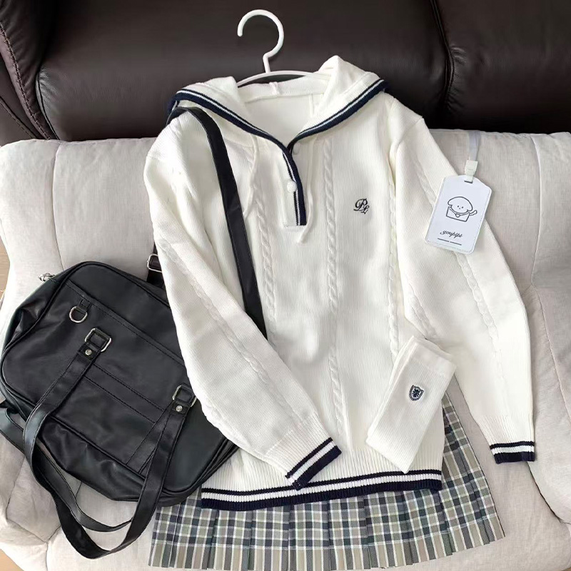 【铃音高】原创连帽毛衣女秋冬学院风针织衫狗皮皮jk制服