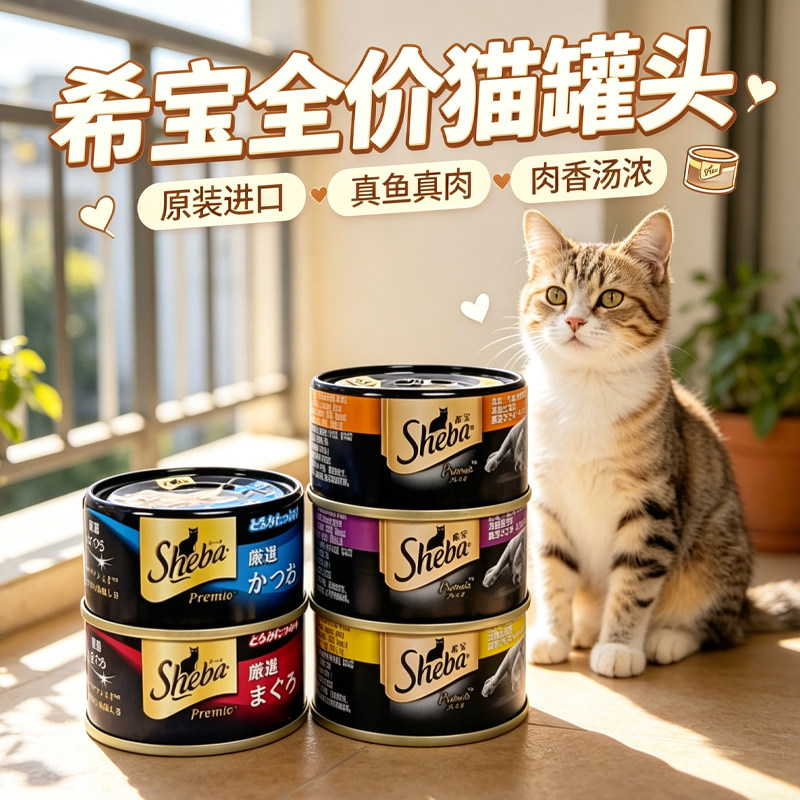 sheba希宝进口黑罐白肉猫罐头猫咪零食鸡肉鱼肉湿粮成猫幼猫正品