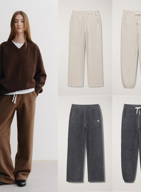 韩国du*st 25秋冬 柔软保暖绒绒裤口抽绳卫裤 直筒裤束脚裤