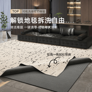 可拆洗意式极简地毯客厅2026新款防水防污可机洗免打理卧室床边毯