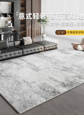 地毯客厅2026新款意式极简法式卧室床边毯轻奢高级感灰色圈绒地垫