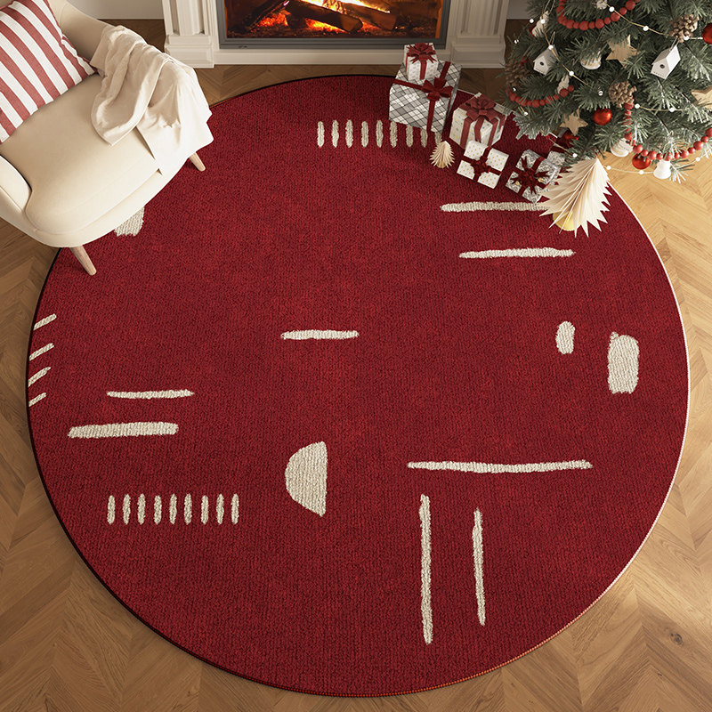 圆形地毯新年红色喜庆氛围卧室床边毯家用装饰布置防水防污厚垫子,居家布艺,地毯,淘宝优惠券,粉丝福利购,淘宝优惠卷