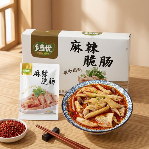 乡当优麻辣脆肠红油鸭肠头四川卤鸭郡把香辣脆鸭食管凉拌菜商用 - 封面