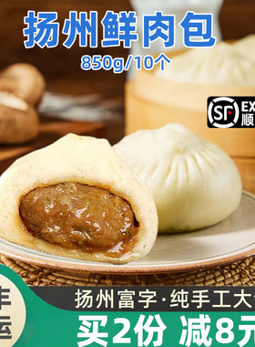 富字扬州包子手工鲜肉包早餐大包子面食点心家庭装春笋猪肉包馒头