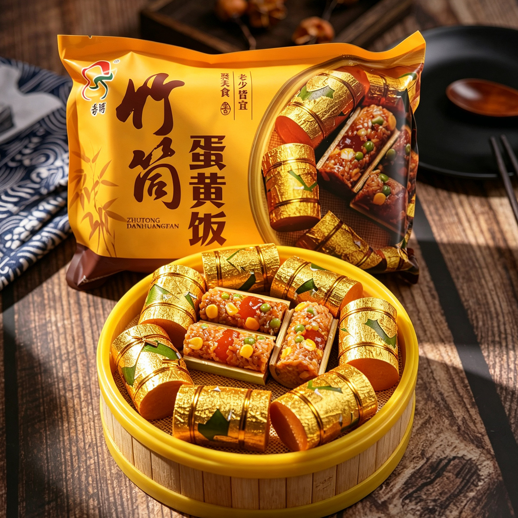 春涛竹筒蛋黄饭糯米鲜肉粽青豆玉米粽子早餐竹香饭酒店半成品750g