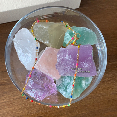 项链ins钛钢滴油彩色锁骨链