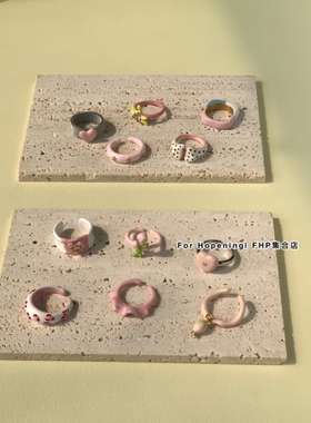 多巴胺手工滴油戒指粉色系ins