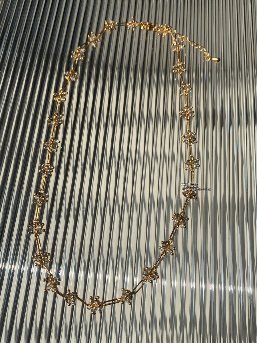 黄铜水晶花球项链超仙气质小众