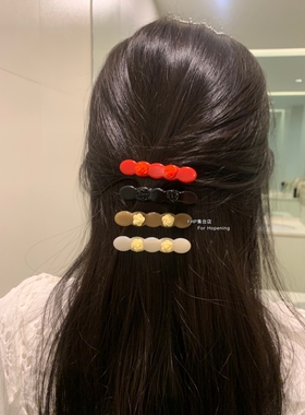 FHP 韩国小众设计usite同款醋酸玫瑰花卉发夹边夹ins高级感刘海夹