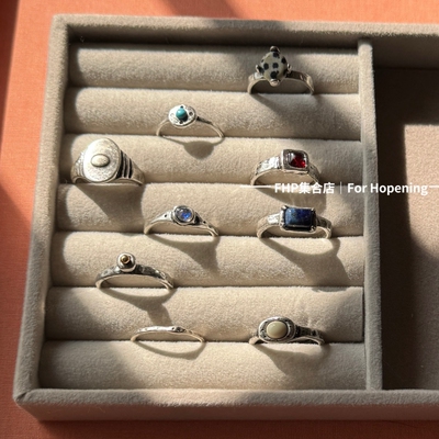 韩系小众手工捶打叠戴戒指高级感