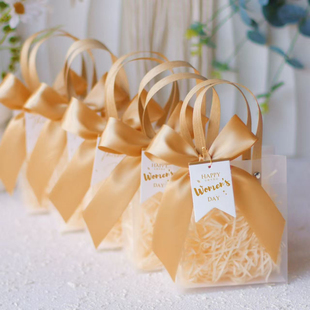 女神节礼品袋伴手礼生日开业回礼礼袋幼儿园手提透明袋礼盒空盒