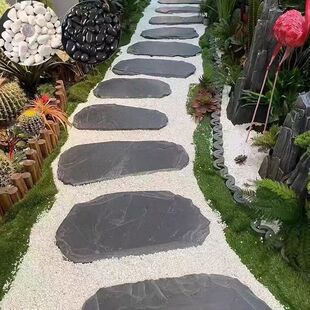 青石板踏步庭院花园草坪垫脚园林汀步户外仿古地砖铺地石天然石材