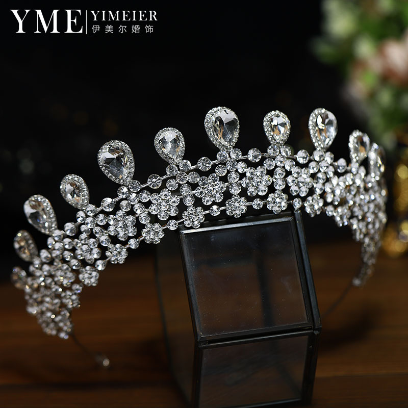 新娘水钻花朵皇冠发箍轻奢王冠