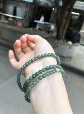 油青缅料翡翠珠串