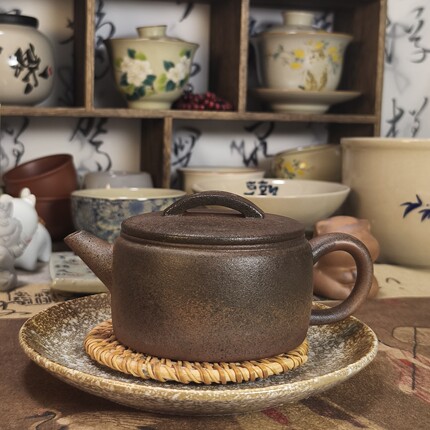 柴烧紫砂壶原矿紫泥汉瓦壶手工茶具茶壶高端功夫茶具可养手工复古