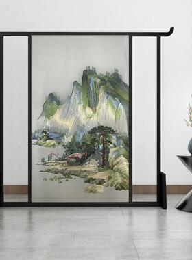 双面绣山水刺绣新中式家用茶室屏风隔断客厅玄关装饰壁画中式苏绣