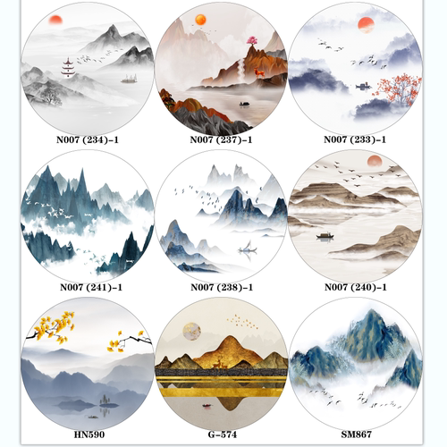 定制双面圆形半透明纱画中式