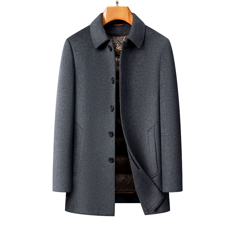 中年羊毛大衣男士中长款可脱卸
