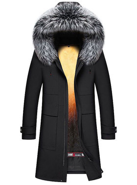 长款过膝派克服男士水貂毛内胆皮毛一体冬季貂皮大衣外套大衣连帽