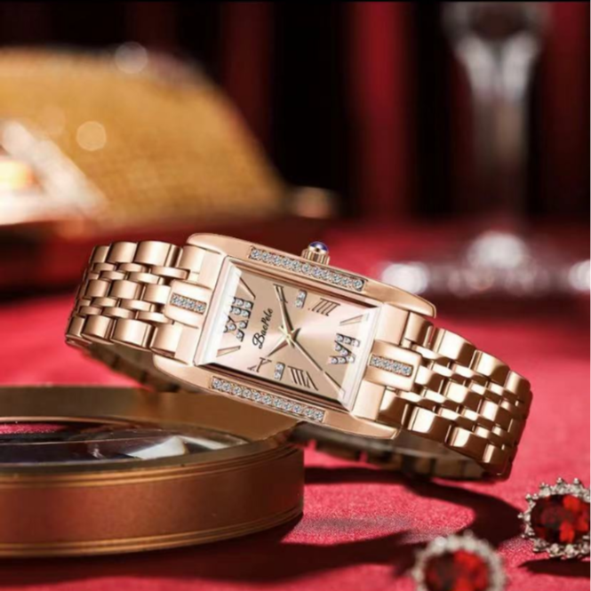 万象城撤柜】罗马刻度设计方形轻奢石英手表女表.b7639l-g