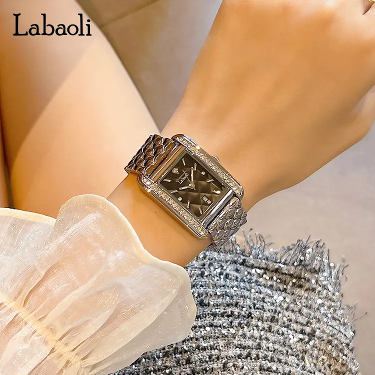 2025潮流简约拉宝莉爆款女表百搭防水不褪色小方糖时尚镶钻手表