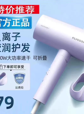飞科吹风机学生宿用大风力速干不伤发护发电吹风折叠新款官方正品