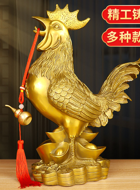 铜公鸡摆件纯铜桃花家居装饰品