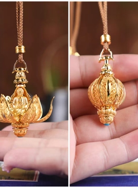 花开见佛内佛999银手工花丝吊坠