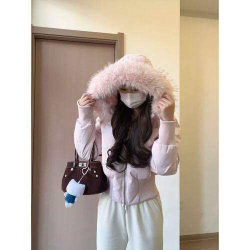 宁小亦XIAOYI小海鸥大毛领辣妹连帽棉服羽绒服外套