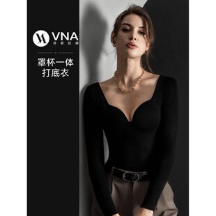 VNA芬斯狄娜第五代罩杯一体无痕保暖内衣女带胸垫吸湿发热打底衣